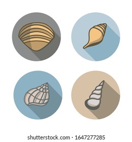 Sea shells icons. Nice color image of a summer symbol. Marine icon button.