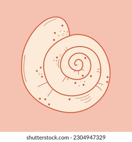 Muscheln in der Linie. Unterschiedliche Muscheln auf rosafarbenem Hintergrund. Vektorgrafik-Sketch-Stil 