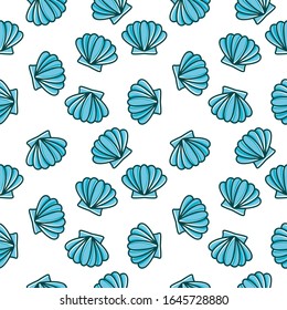 Sea shells pattern. Nice color image of a summer symbol. Modular image to enlarge.