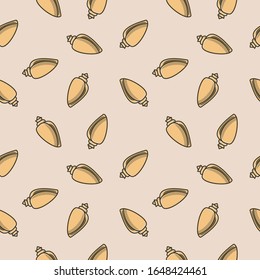 Sea shells pattern. Nice color image of a summer symbol. Modular image to enlarge.
