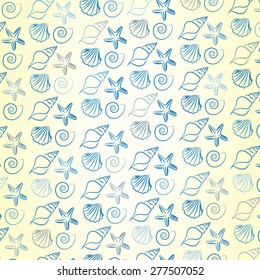 Sea shells pattern. Vector illustration. 