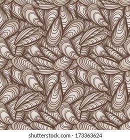 Sea Shells seamless background. Seamless vector illustration