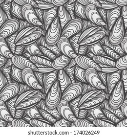 Sea Shells seamless background. Seamless vector illustration