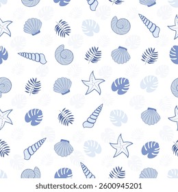 Sea shells seamless fabric design pattern