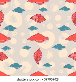 Sea shells seamless pattern Seamless abstract geometric triangle background pattern in vector.Fashion wallpaper. Pop art
