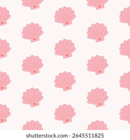 Sea Shells Seamless Pattern. Colorful Seashells Pattern for wrapping paper, wallpaper, fabric, textile, print, notebook cover. Summer background.Vector illustration