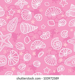 Sea shells seamless pattern - pink