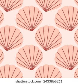 Sea shells seamless pattern. Trendy pattern of seashells for wrapping paper, wallpaper, stickers, notebook cover.