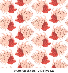 Sea shells seamless pattern. Trendy pattern of seashells for wrapping paper, wallpaper, stickers, notebook cover.