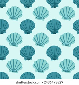 Sea shells seamless pattern. Trendy pattern of seashells for wrapping paper, wallpaper, stickers, notebook cover.