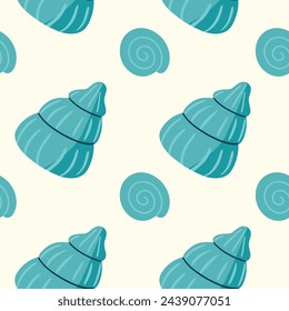 Sea shells seamless pattern. Trendy pattern of seashells for wrapping paper, wallpaper, stickers, notebook cover.