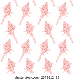 Sea shells seamless pattern. Trendy pattern of seashells for wrapping paper, wallpaper, stickers, notebook cover. 