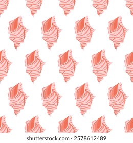 Sea shells seamless pattern. Trendy pattern of seashells for wrapping paper, wallpaper, stickers, notebook cover. 