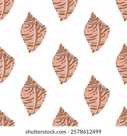 Sea shells seamless pattern. Trendy pattern of seashells for wrapping paper, wallpaper, stickers, notebook cover. 
