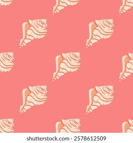 Sea shells seamless pattern. Trendy pattern of seashells for wrapping paper, wallpaper, stickers, notebook cover. 