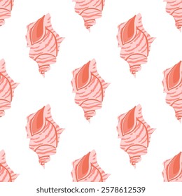 Sea shells seamless pattern. Trendy pattern of seashells for wrapping paper, wallpaper, stickers, notebook cover. 
