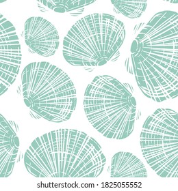 Sea shells simple retro color seamless pattern. Ocean nature background