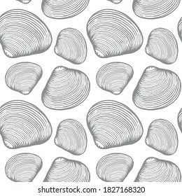 Sea shells simple retro color seamless pattern. Ocean nature background