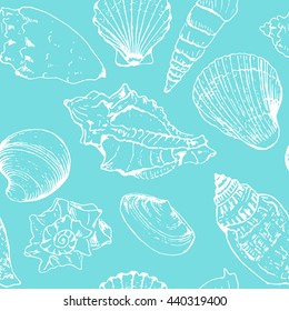 sea shells sketch seamless pattern 