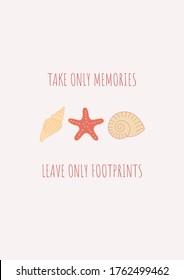 Sea shells & sea star ocean conservation card, take only memories, leave only footprints