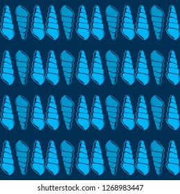 Sea shells vector monochrome seamless pattern texture background