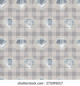 Sea shells vector seamless pattern