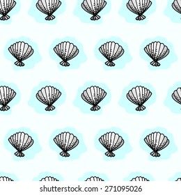 Sea shells vector seamless pattern