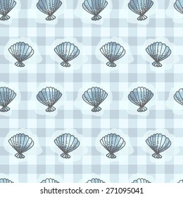 Sea shells vector seamless pattern