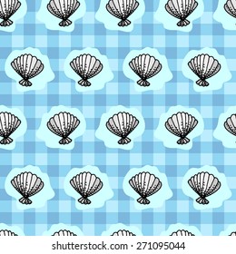 Sea shells vector seamless pattern