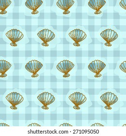 Sea shells vector seamless pattern