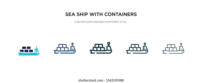 sea ship with containers icon in different style vector illustration. two colored and black sea ship with containers vector icons designed in filled, outline, line and stroke style can be used for