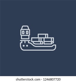 Sea ship with containers icon. Sea ship with containers linear design concept from Delivery and logistic collection. Simple element vector illustration on dark blue background.