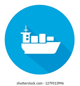 Sea ship with containers vector icon illustration
