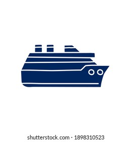 icono del doodle de la silueta de la silueta de crucero marítimo sobre fondo blanco. ilustración de pantalla simple dibujada a mano