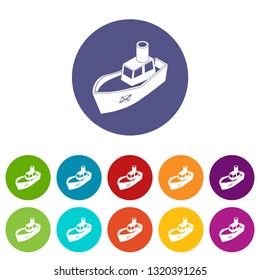 Sea ship delivery icons color set vector for any web design on white background