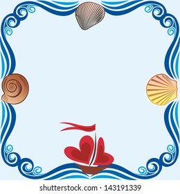 Sea ship frame vector illustration