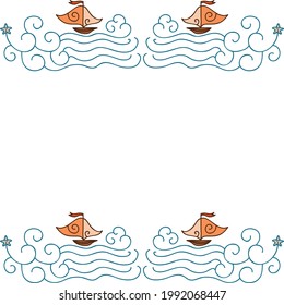 Sea and ship frame. Vector illustration