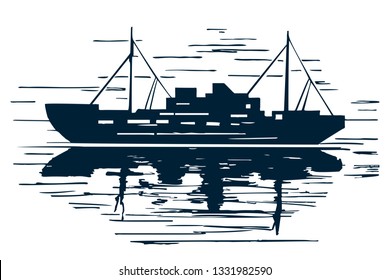 Sea Ship Reflection Handdrawn Sketch Sketch Stock Vector (Royalty Free ...