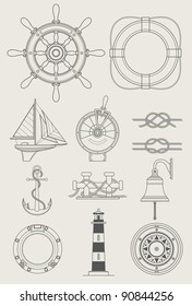 sea ship set icon vector illustration