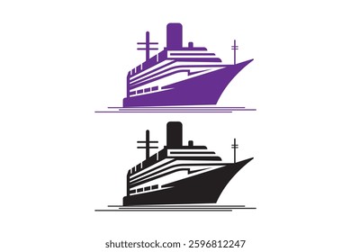 Sea ship silhouettes with white background