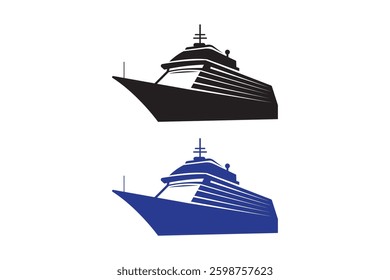 Sea ship silhouettes with white background
