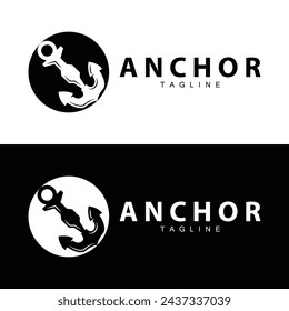 Sea ship vector icon symbol illustration simple sea anchor logo design