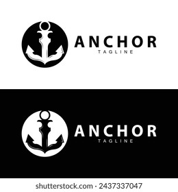 Sea ship vector icon symbol illustration simple sea anchor logo design