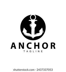 Sea ship vector icon symbol illustration simple sea anchor logo design