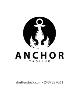 Sea ship vector icon symbol illustration simple sea anchor logo design