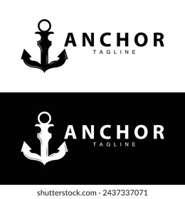 Sea ship vector icon symbol illustration simple sea anchor logo design