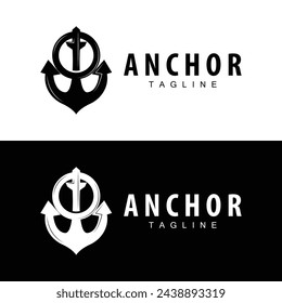 Sea ship vector icon symbol illustration simple sea anchor logo design