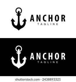 Sea ship vector icon symbol illustration simple sea anchor logo design