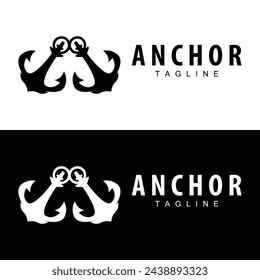 Sea ship vector icon symbol illustration simple sea anchor logo design