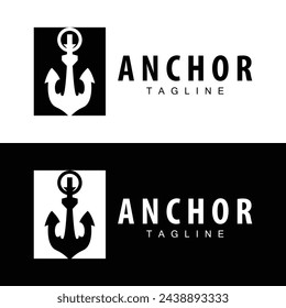 Sea ship vector icon symbol illustration simple sea anchor logo design